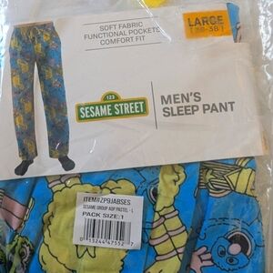 Sesame Street Men's Large Sleep Pant, cotton, pockets, NWT